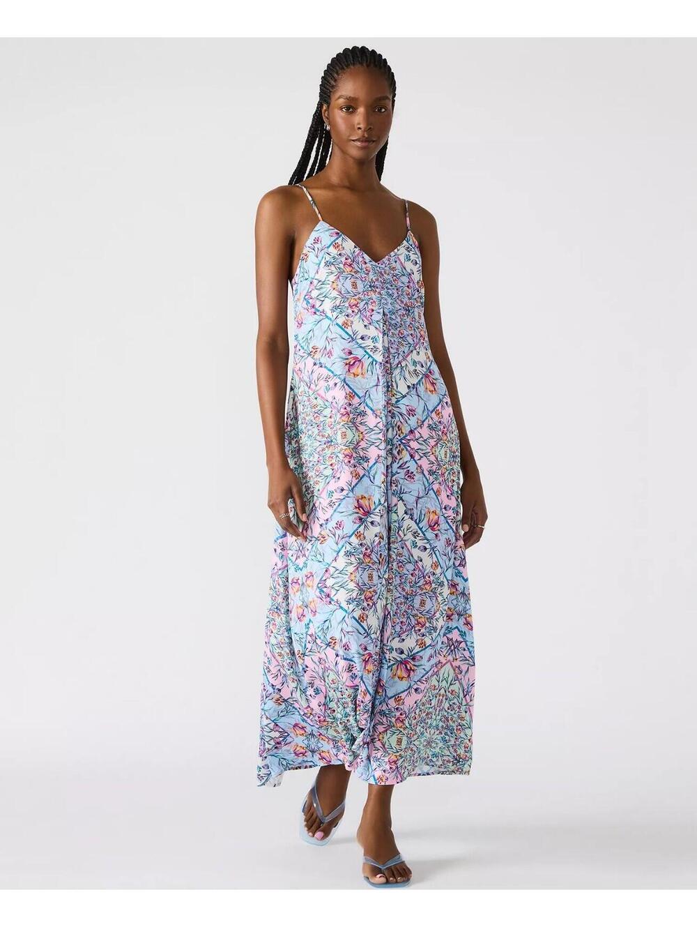 NWT Steve Madden Chase Blue Floral Boho Beach Maxi Dress Women’s Size Small